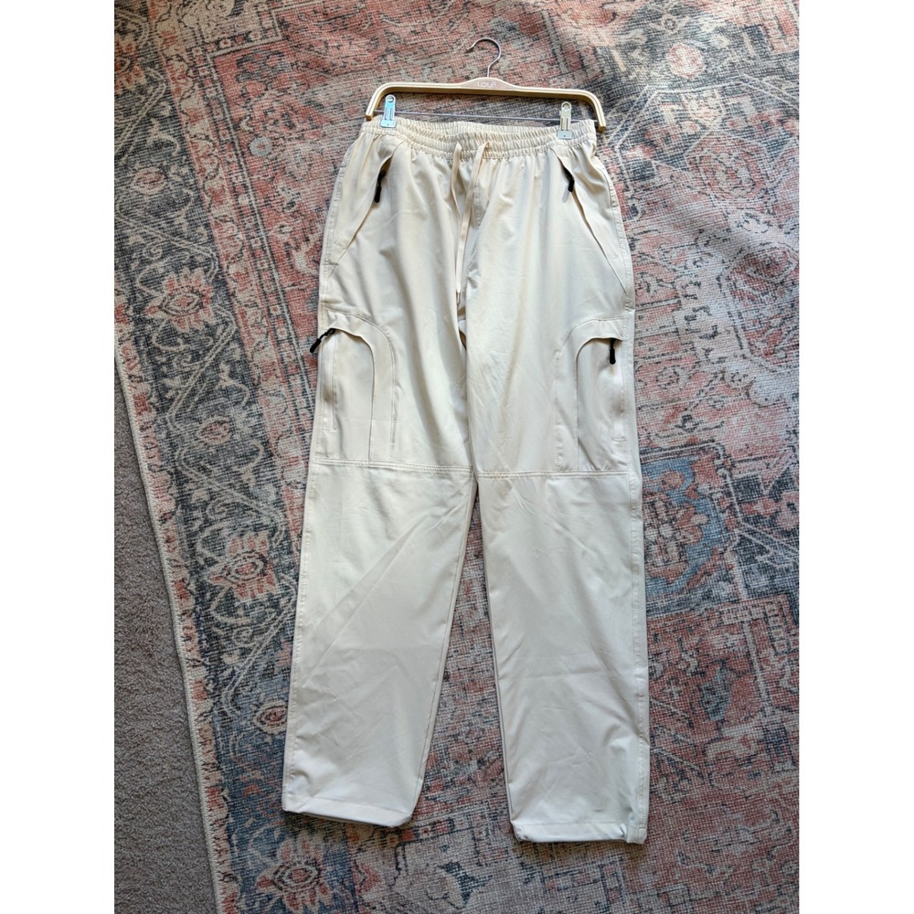 Unbranded Women's M Beige Nylon Cargo Hiking Pants Elastic Waist Utility
